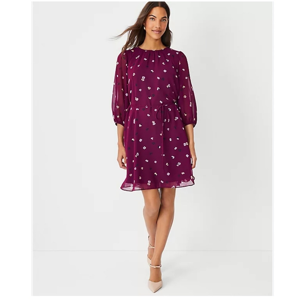 Ann Taylor Purple Long Sleeve Dress